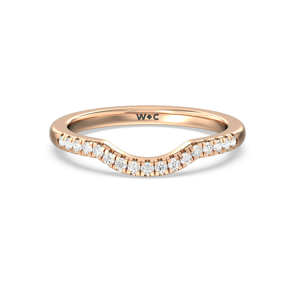 Classic Oval Side Stone In Trellis Basket Wedding Band with 18KT Rose Gold Cut Diamond in 14KT Rose Gold view 1
