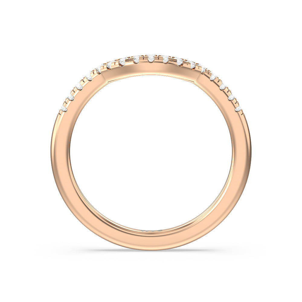 Classic Oval Side Stone In Trellis Basket Wedding Band with 18KT Rose Gold Cut Diamond in 14KT Rose Gold view 4
