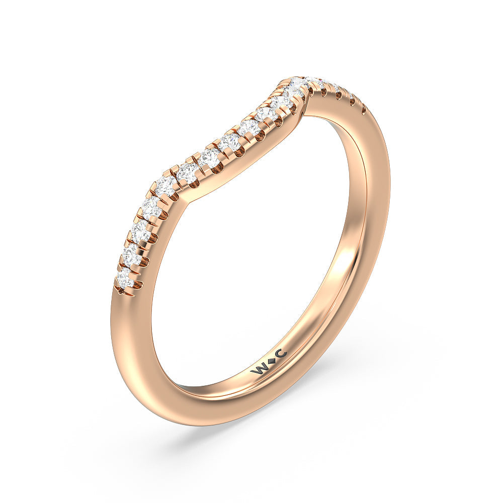 Classic Oval Side Stone In Trellis Basket Wedding Band with 18KT Rose Gold Cut Diamond in 14KT Rose Gold view 2
