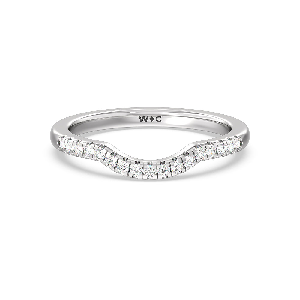 Classic Oval Side Stone In Trellis Basket Wedding Band with Platinum Cut Diamond in 14KT Platinum view 1
