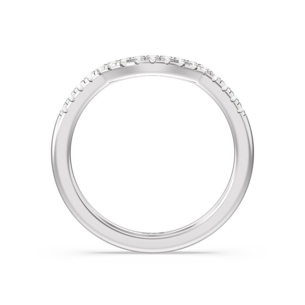 Classic Oval Side Stone In Trellis Basket Wedding Band with Platinum Cut Diamond in 14KT Platinum view 4
