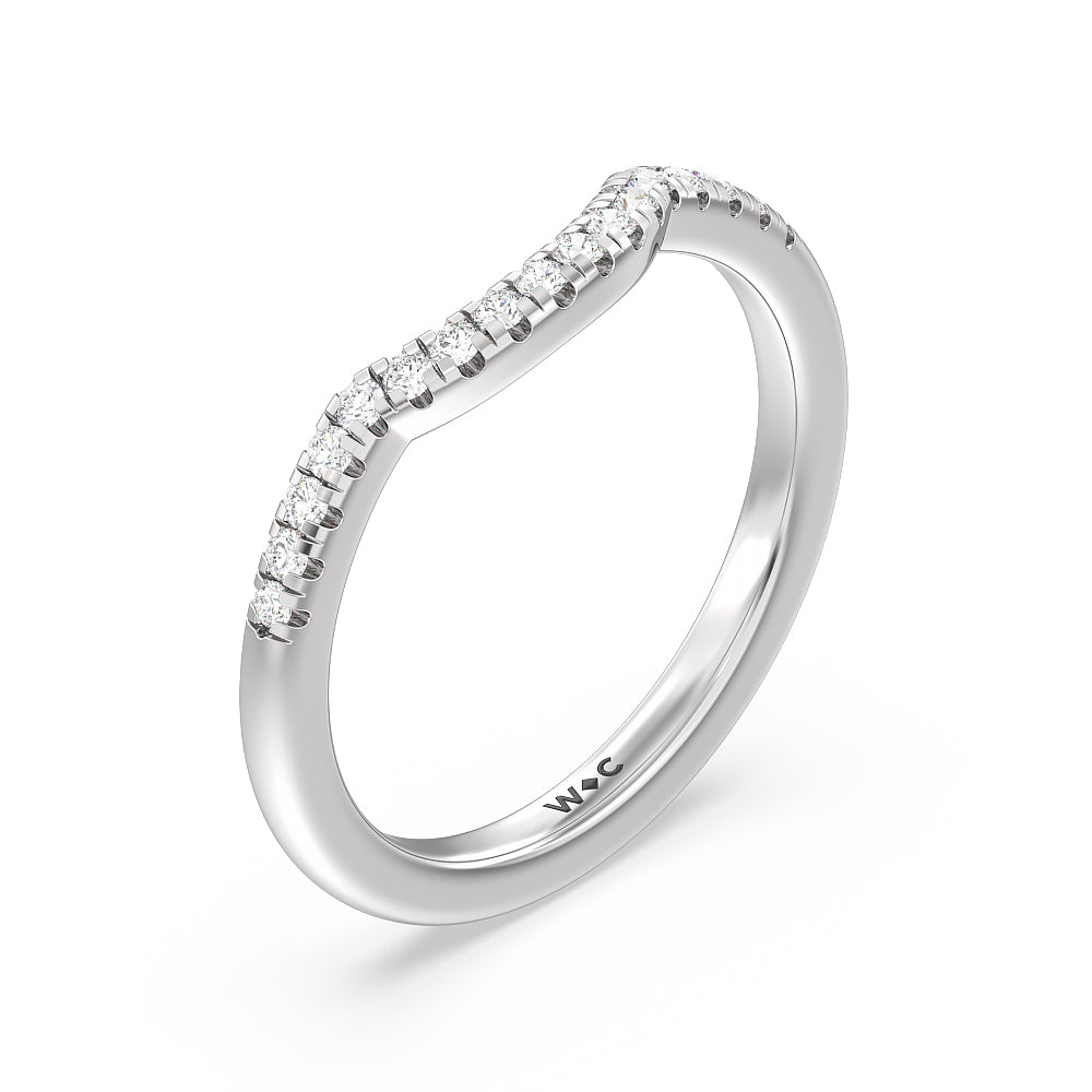 Classic Oval Side Stone In Trellis Basket Wedding Band with Platinum Cut Diamond in 14KT Platinum view 2
