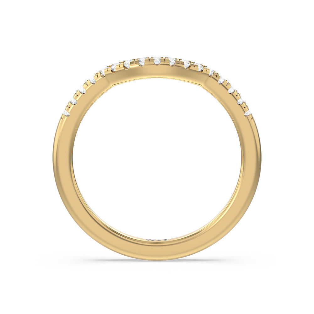 Classic Oval Side Stone In Trellis Basket Wedding Band with 18KT Yellow Gold Cut Diamond in 14KT Yellow Gold view 4
