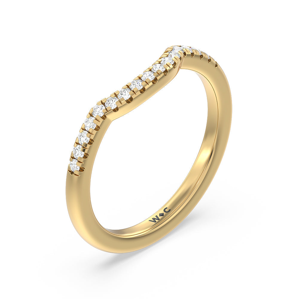Classic Oval Side Stone In Trellis Basket Wedding Band with 18KT Yellow Gold Cut Diamond in 14KT Yellow Gold view 2
