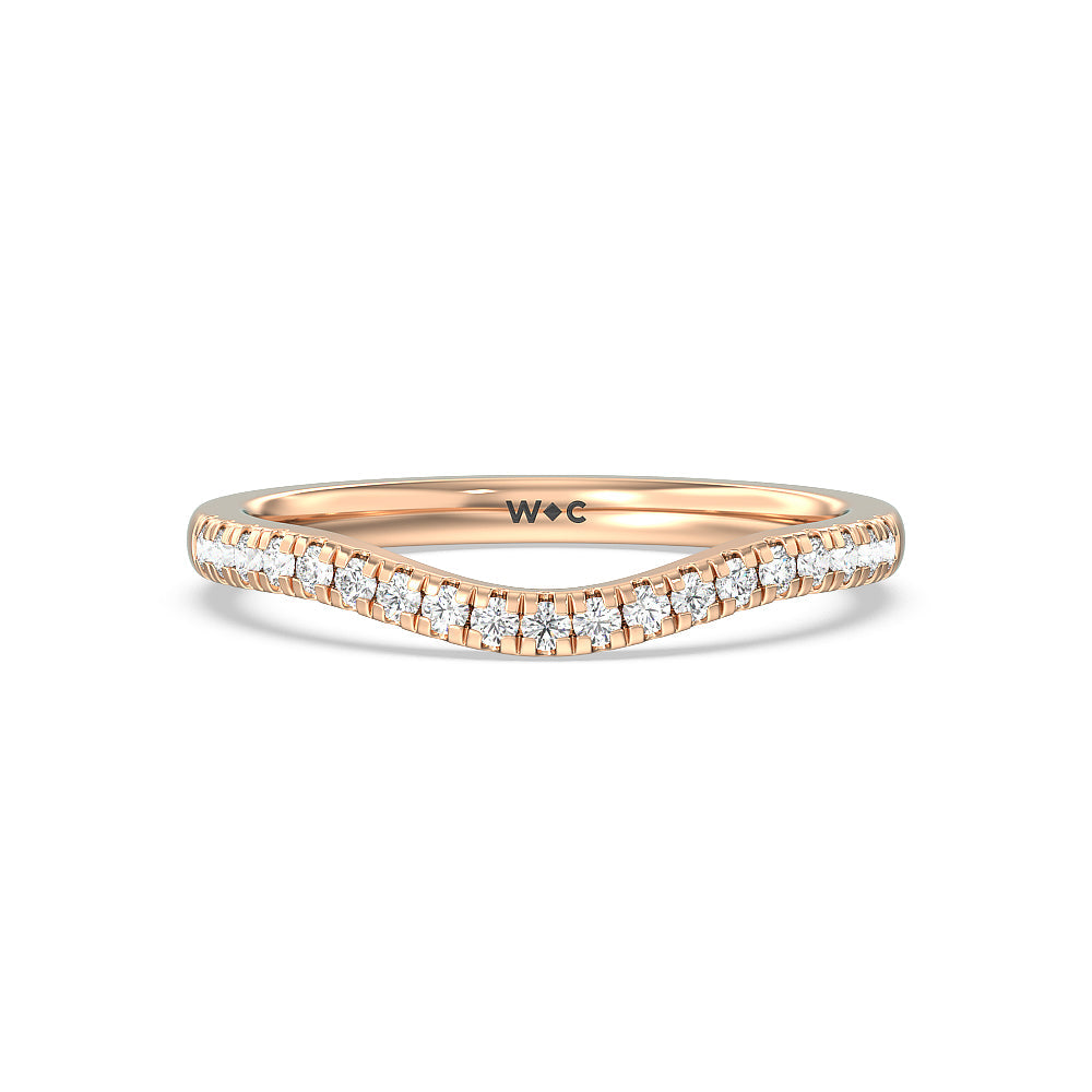 Studded Cathedral Split Shank Wedding Band with 18KT Rose Gold Cut Diamond in 14KT Rose Gold view 1
