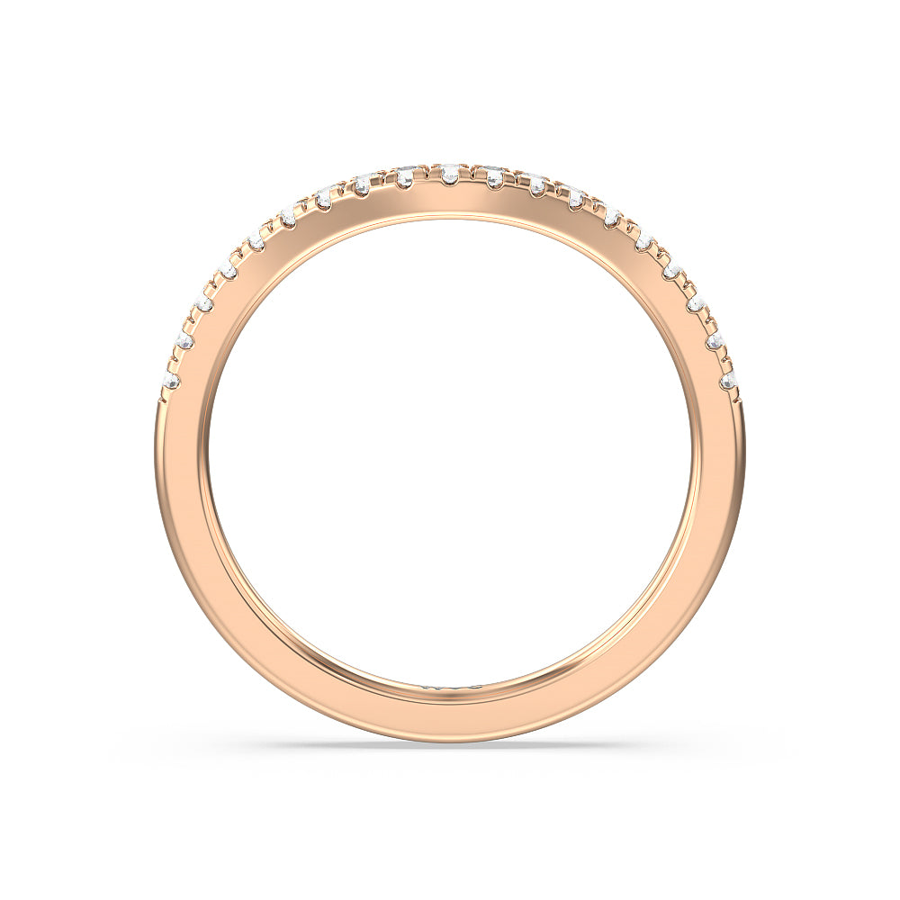 Studded Cathedral Split Shank Wedding Band with 18KT Rose Gold Cut Diamond in 14KT Rose Gold view 4
