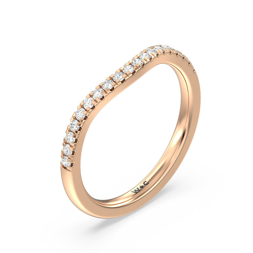 Studded Cathedral Split Shank Wedding Band with 18KT Rose Gold Cut Diamond in 14KT Rose Gold view 2
