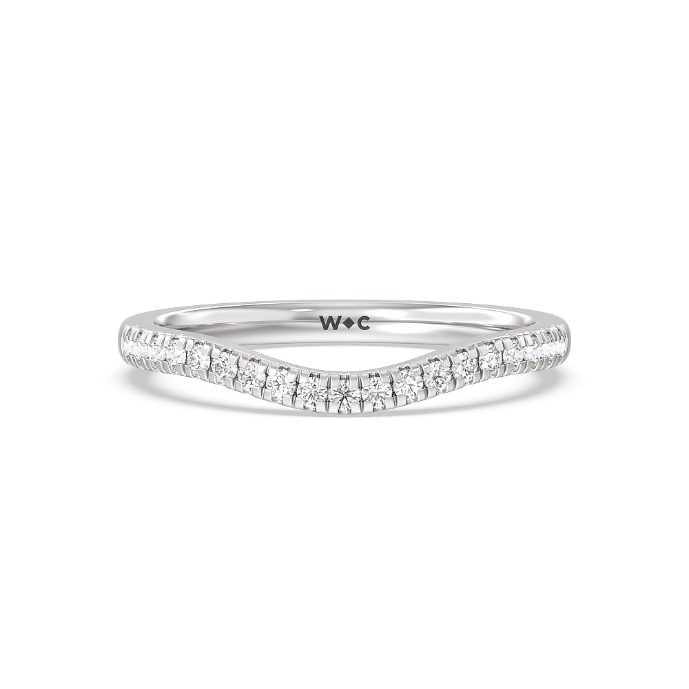 Studded Cathedral Split Shank Wedding Band with Platinum Cut Diamond in 14KT Platinum view 1
