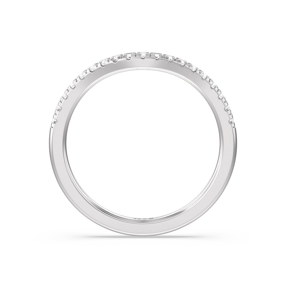 Studded Cathedral Split Shank Wedding Band with Platinum Cut Diamond in 14KT Platinum view 4
