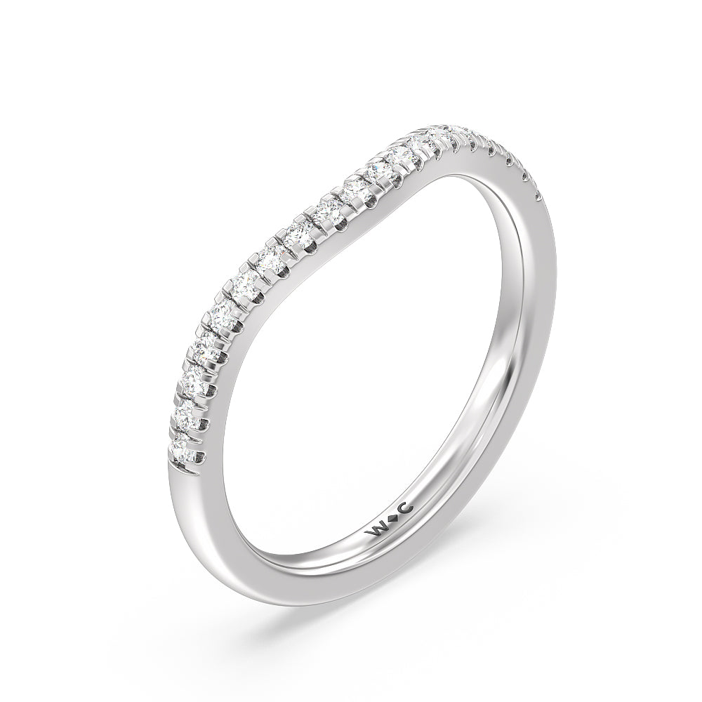 Studded Cathedral Split Shank Wedding Band with Platinum Cut Diamond in 14KT Platinum view 2
