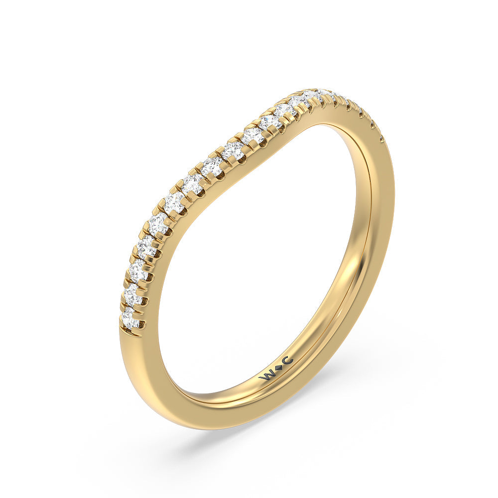 Studded Cathedral Split Shank Wedding Band with 18KT Yellow Gold Cut Diamond in 14KT Yellow Gold view 2
