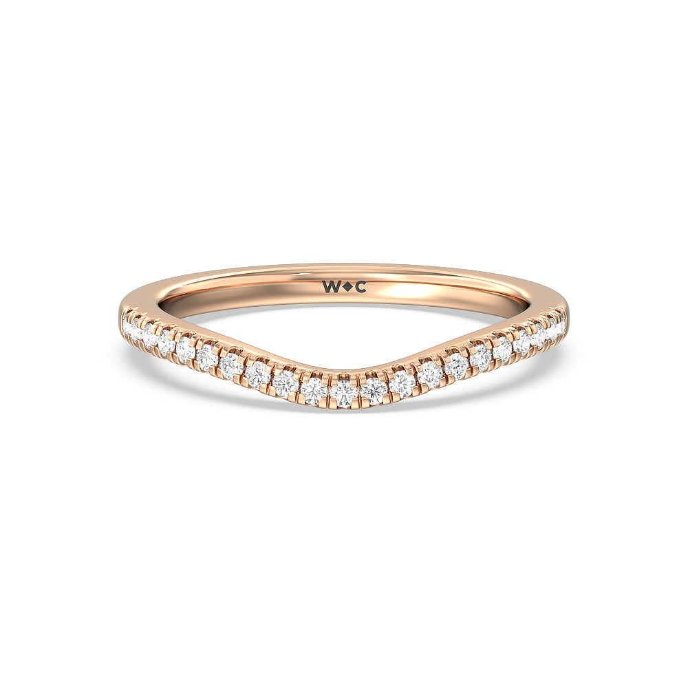 Tapering Side Diamond Accent Wedding Band with 18KT Rose Gold Cut Diamond in 14KT Rose Gold view 1
