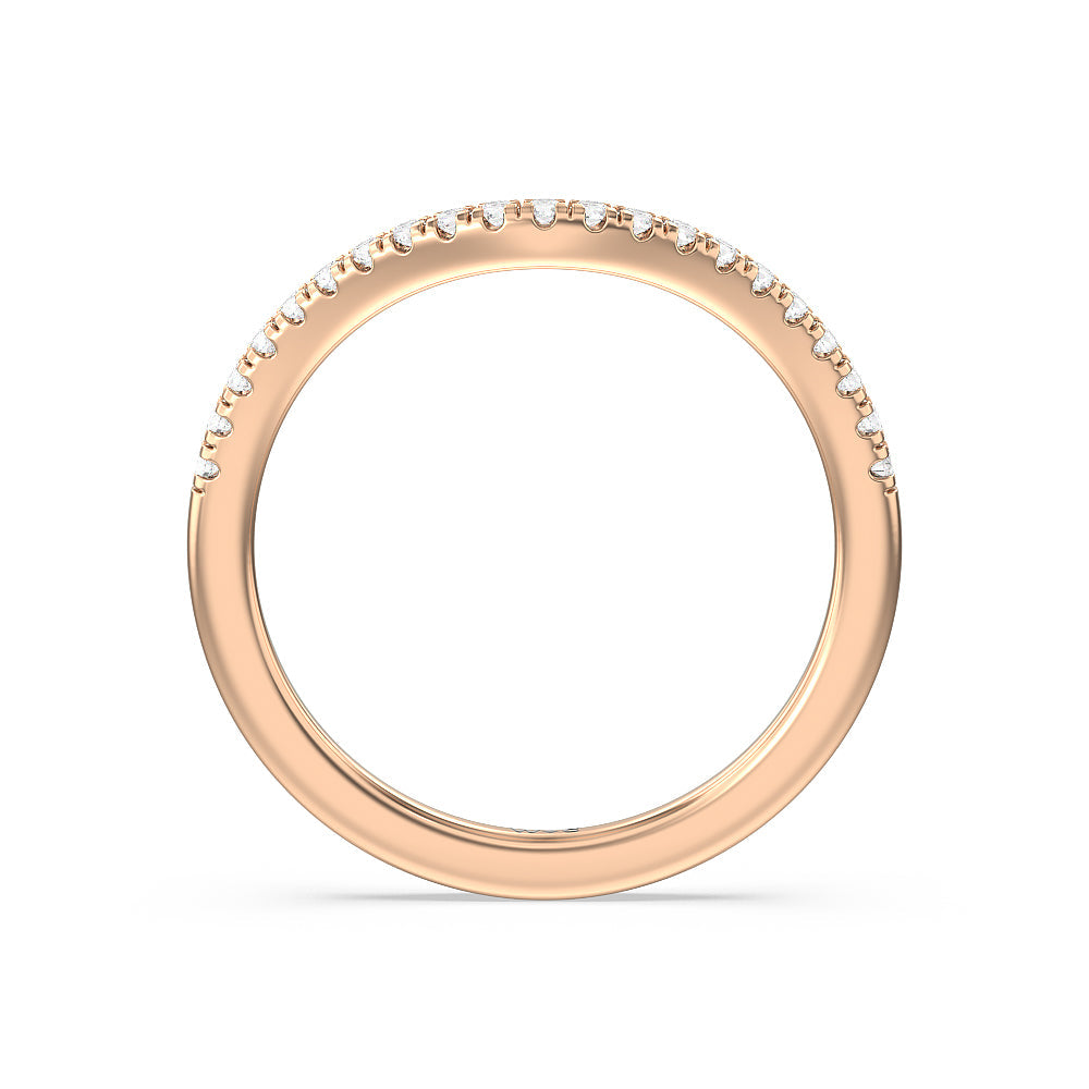Tapering Side Diamond Accent Wedding Band with 18KT Rose Gold Cut Diamond in 14KT Rose Gold view 4
