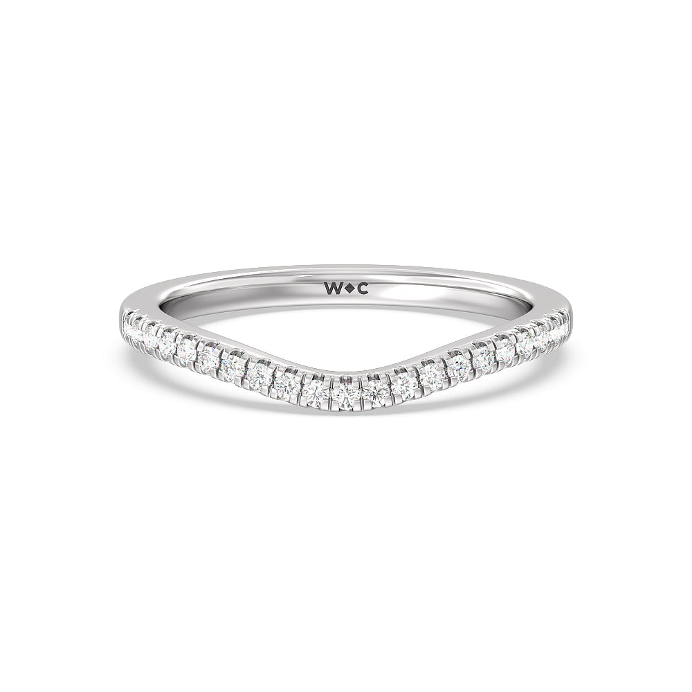 Tapering Side Diamond Accent Wedding Band with Platinum Cut Diamond in 14KT Platinum view 1

