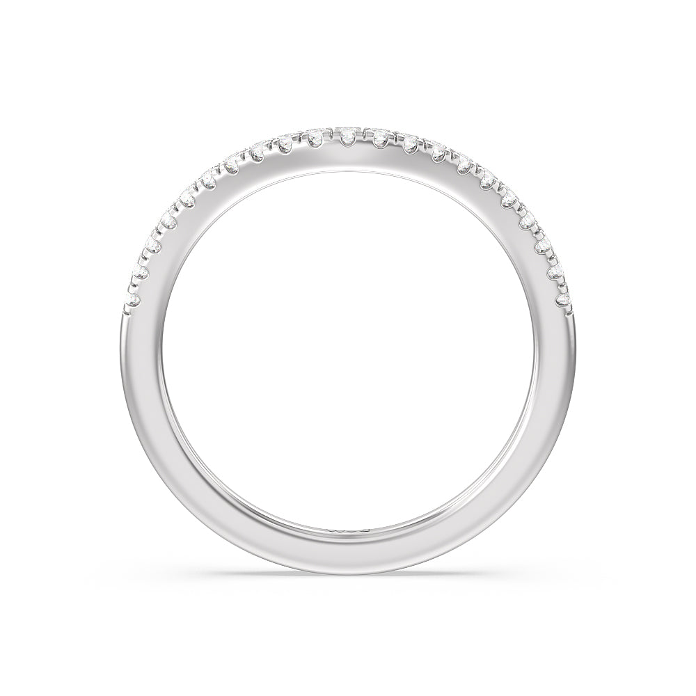Tapering Side Diamond Accent Wedding Band with Platinum Cut Diamond in 14KT Platinum view 4
