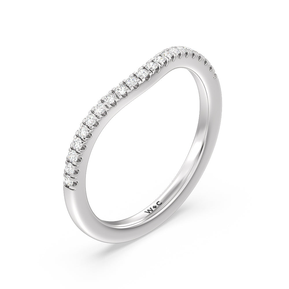 Tapering Side Diamond Accent Wedding Band with Platinum Cut Diamond in 14KT Platinum view 2
