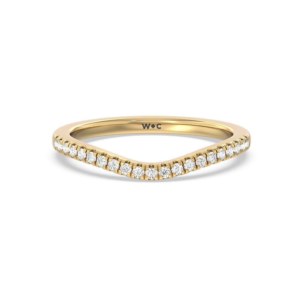 Tapering Side Diamond Accent Wedding Band with 18KT Yellow Gold Cut Diamond in 14KT Yellow Gold view 1
