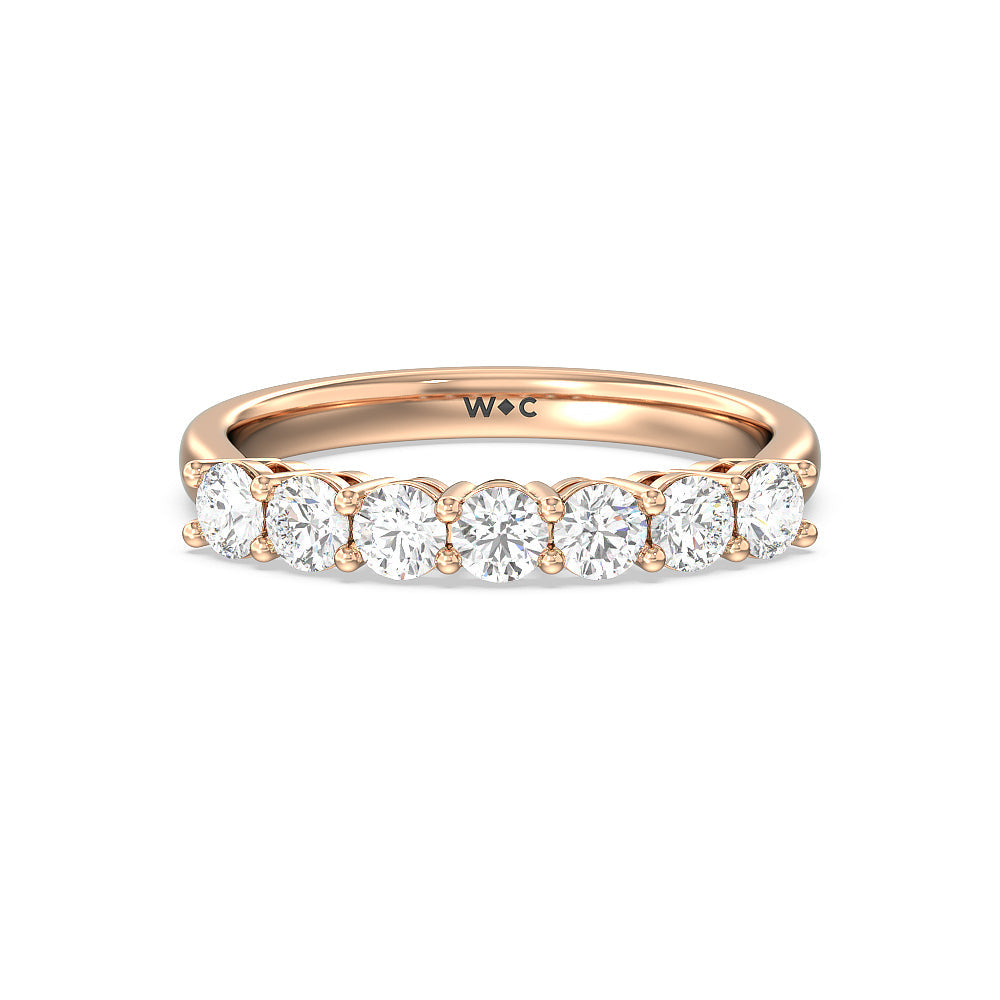 Seven Stone Round Brilliant Cut Diamond Ring (F/G SI+) with 18KT Rose Gold / Natural / 1 Cut Diamond in 14KT Rose Gold / Natural / 1 view 1

