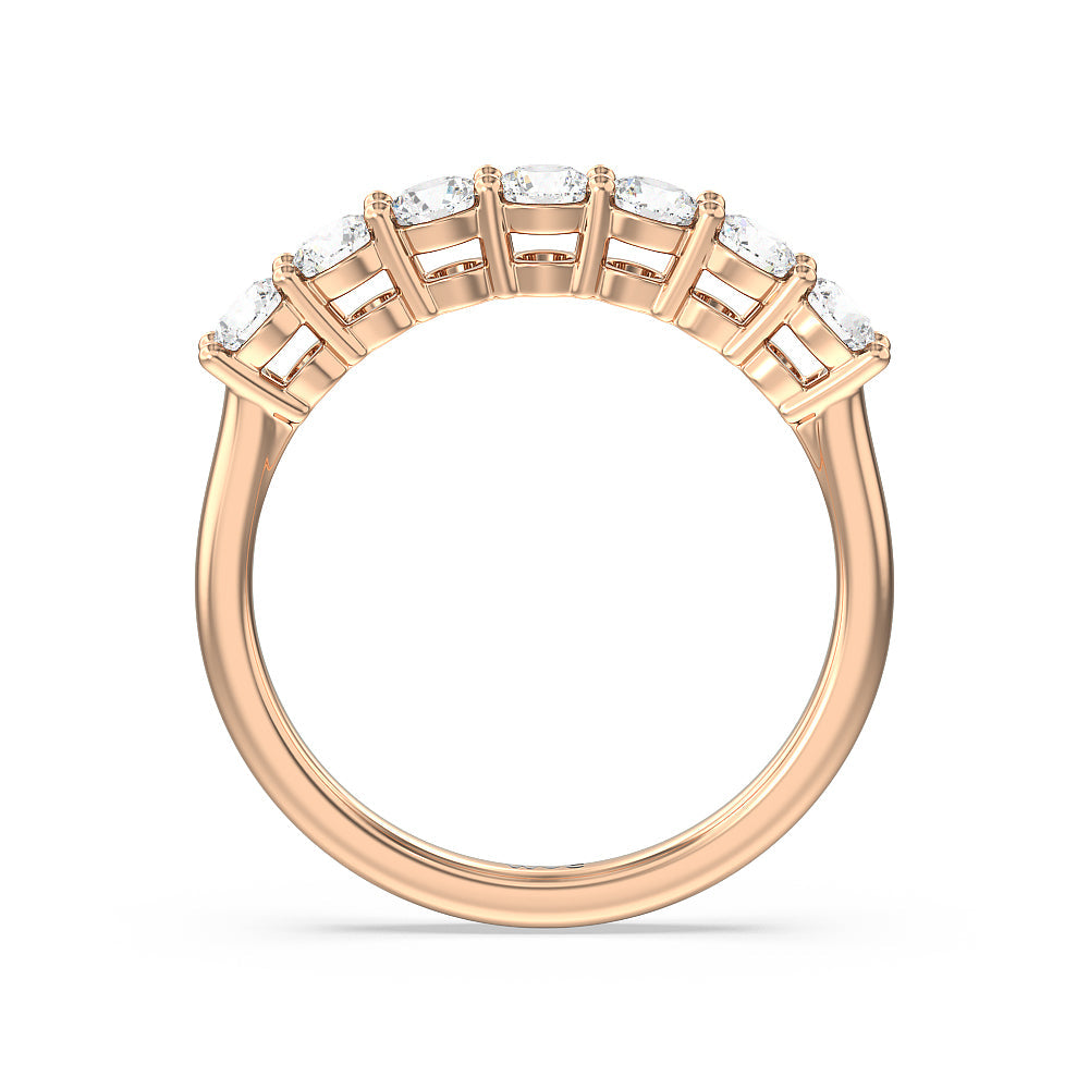Seven Stone Round Brilliant Cut Diamond Ring (F/G SI+) with 18KT Rose Gold / Natural / 1 Cut Diamond in 14KT Rose Gold / Natural / 1 view 4
