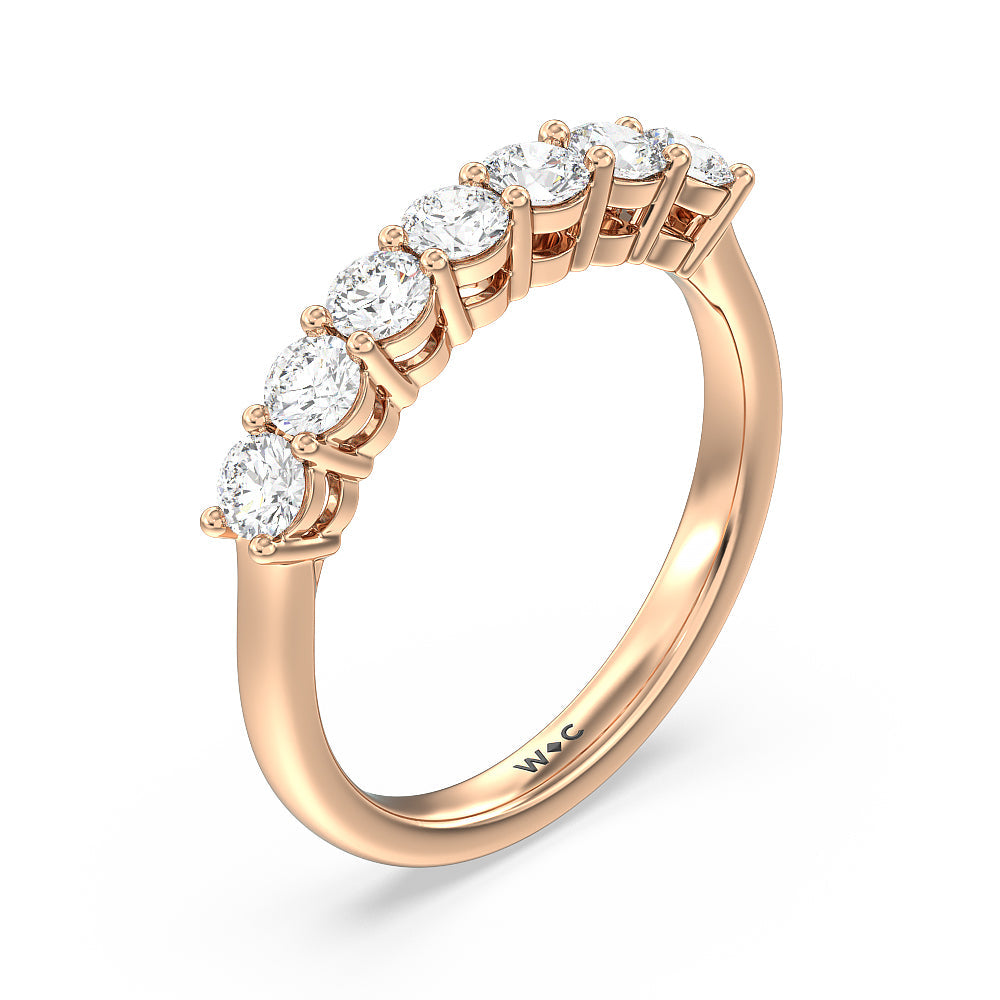 Seven Stone Round Brilliant Cut Diamond Ring (F/G SI+) with 18KT Rose Gold / Natural / 1 Cut Diamond in 14KT Rose Gold / Natural / 1 view 5
