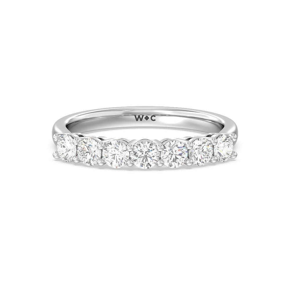 Seven Stone Round Brilliant Cut Diamond Ring (F/G SI+) with Platinum / Natural / 1 Cut Diamond in 14KT Platinum / Natural / 1 view 1
