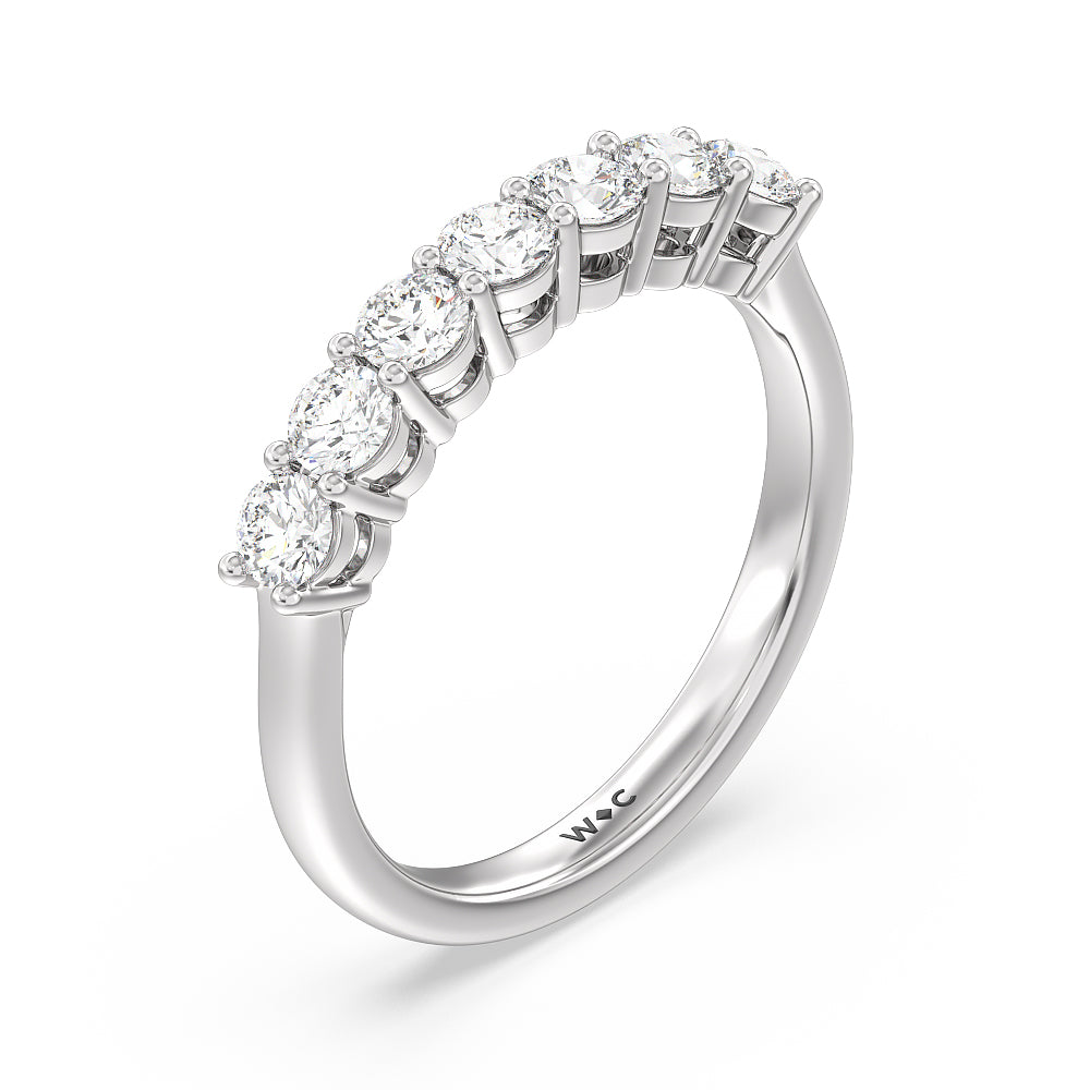 Seven Stone Round Brilliant Cut Diamond Ring (F/G SI+) with Platinum / Natural / 1 Cut Diamond in 14KT Platinum / Natural / 1 view 5
