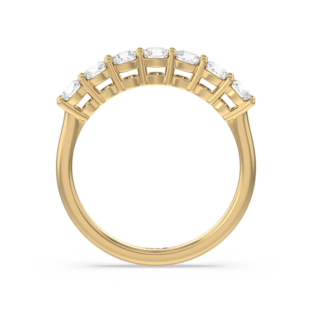 Seven Stone Round Brilliant Cut Diamond Ring (F/G SI+) with 18KT Yellow Gold / Natural / 1 Cut Diamond in 14KT Yellow Gold / Natural / 1 view 4
