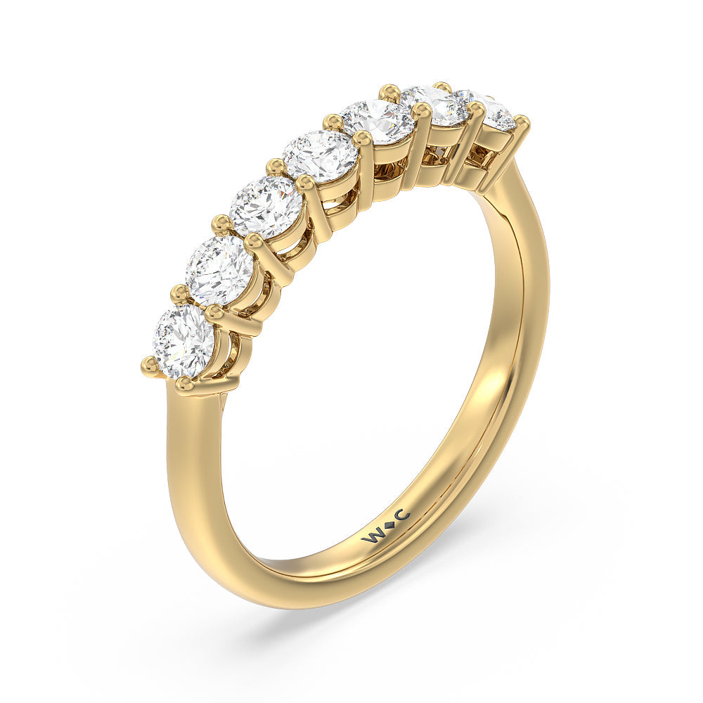 Seven Stone Round Brilliant Cut Diamond Ring (F/G SI+) with 18KT Yellow Gold / Natural / 1 Cut Diamond in 14KT Yellow Gold / Natural / 1 view 5
