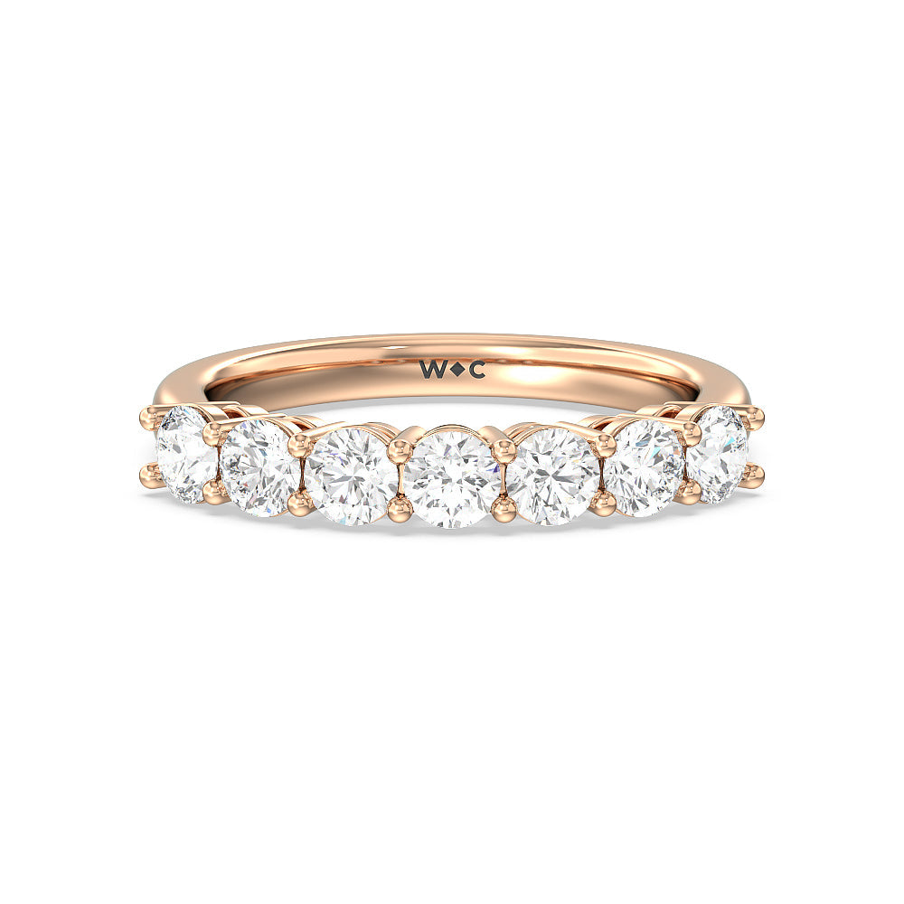 Seven Stone Round Brilliant Cut Diamond Ring (F/G SI+) with 18KT Rose Gold / Natural / 1 1/2 Cut Diamond in 14KT Rose Gold / Natural / 1 1/2 view 1
