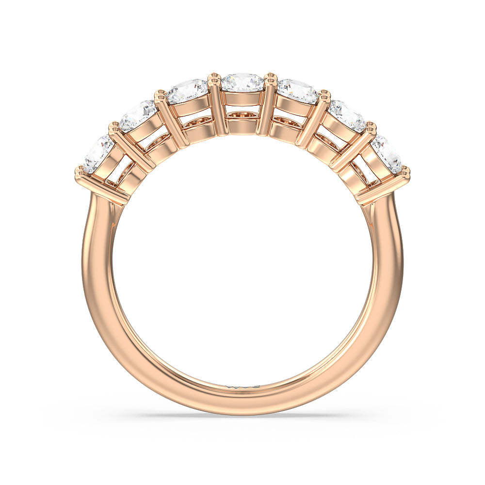 Seven Stone Round Brilliant Cut Diamond Ring (F/G SI+) with 18KT Rose Gold / Natural / 1 1/2 Cut Diamond in 14KT Rose Gold / Natural / 1 1/2 view 2
