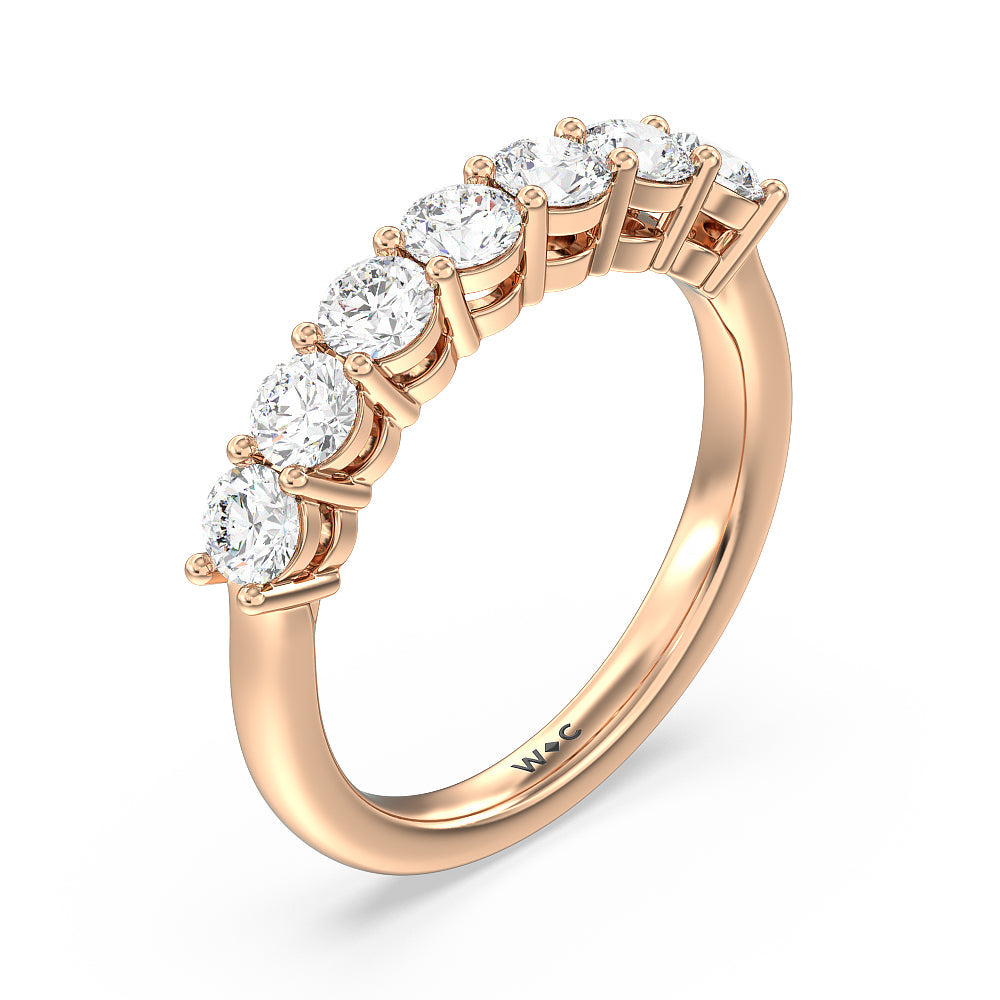Seven Stone Round Brilliant Cut Diamond Ring (F/G SI+) with 18KT Rose Gold / Natural / 1 1/2 Cut Diamond in 14KT Rose Gold / Natural / 1 1/2 view 3

