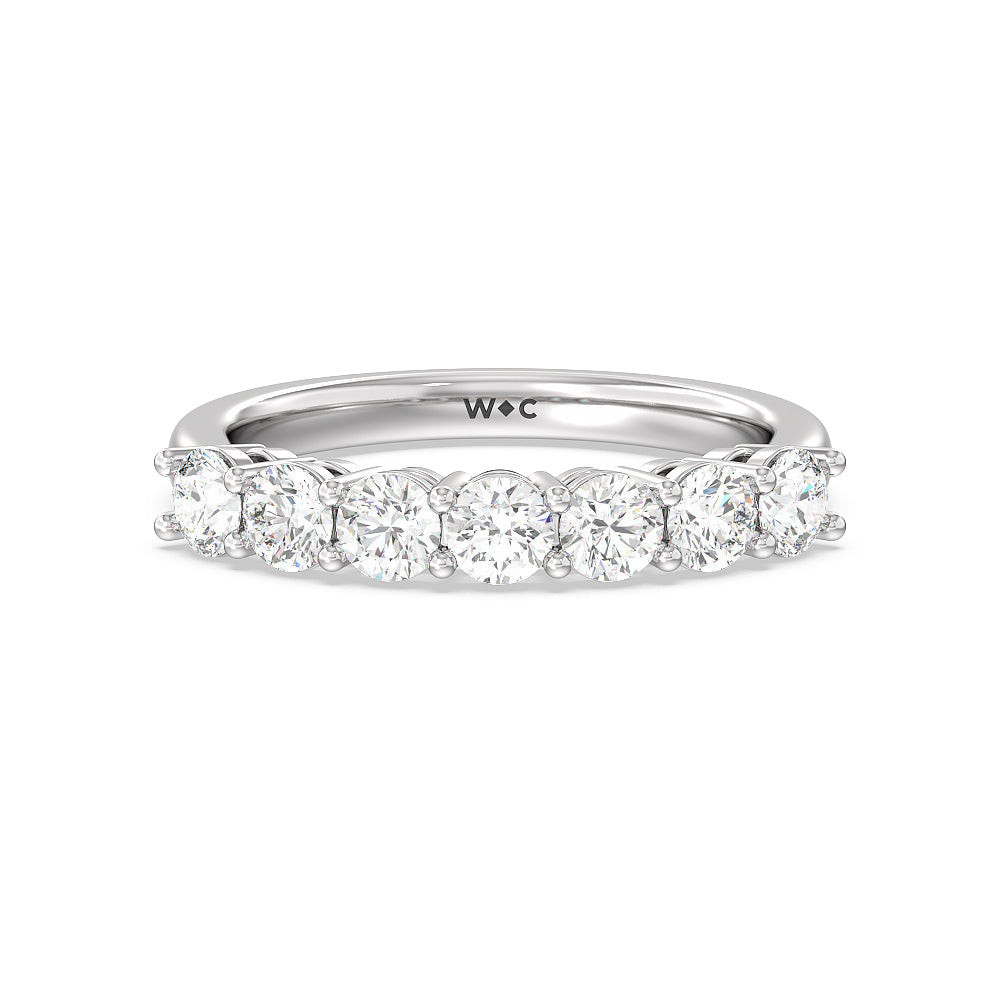 Seven Stone Round Brilliant Cut Diamond Ring (F/G SI+) with Platinum / Natural / 1 1/2 Cut Diamond in 14KT Platinum / Natural / 1 1/2 view 1

