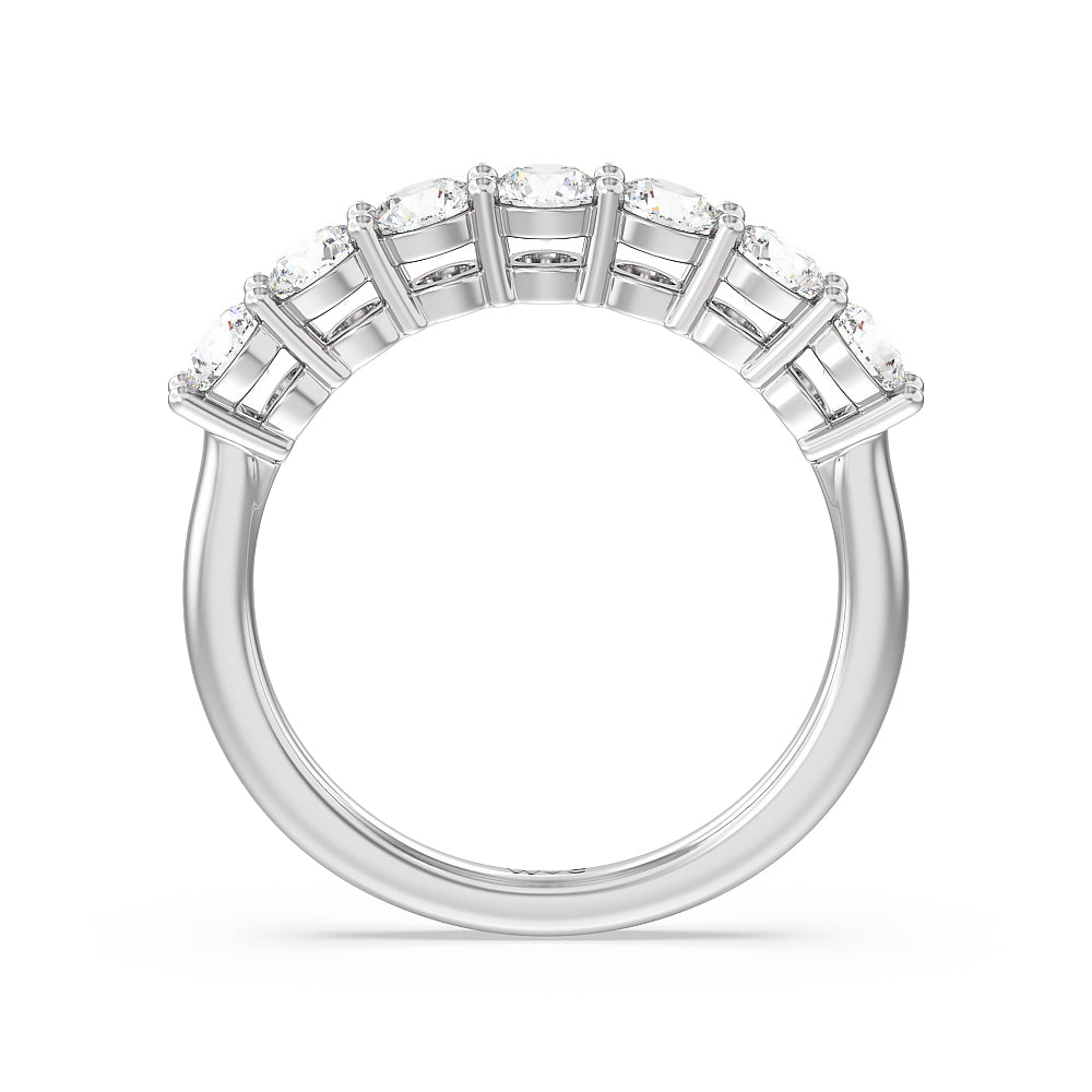 Seven Stone Round Brilliant Cut Diamond Ring (F/G SI+) with Platinum / Natural / 1 1/2 Cut Diamond in 14KT Platinum / Natural / 1 1/2 view 2
