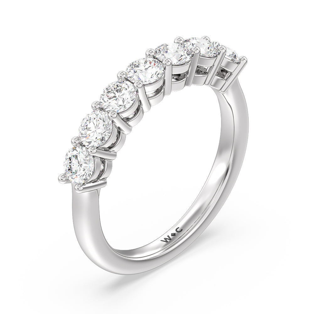 Seven Stone Round Brilliant Cut Diamond Ring (F/G SI+) with Platinum / Natural / 1 1/2 Cut Diamond in 14KT Platinum / Natural / 1 1/2 view 3
