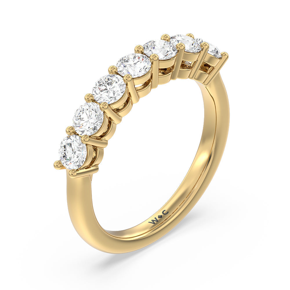 Seven Stone Round Brilliant Cut Diamond Ring (F/G SI+) with 18KT Yellow Gold / Natural / 1 1/2 Cut Diamond in 14KT Yellow Gold / Natural / 1 1/2 view 3
