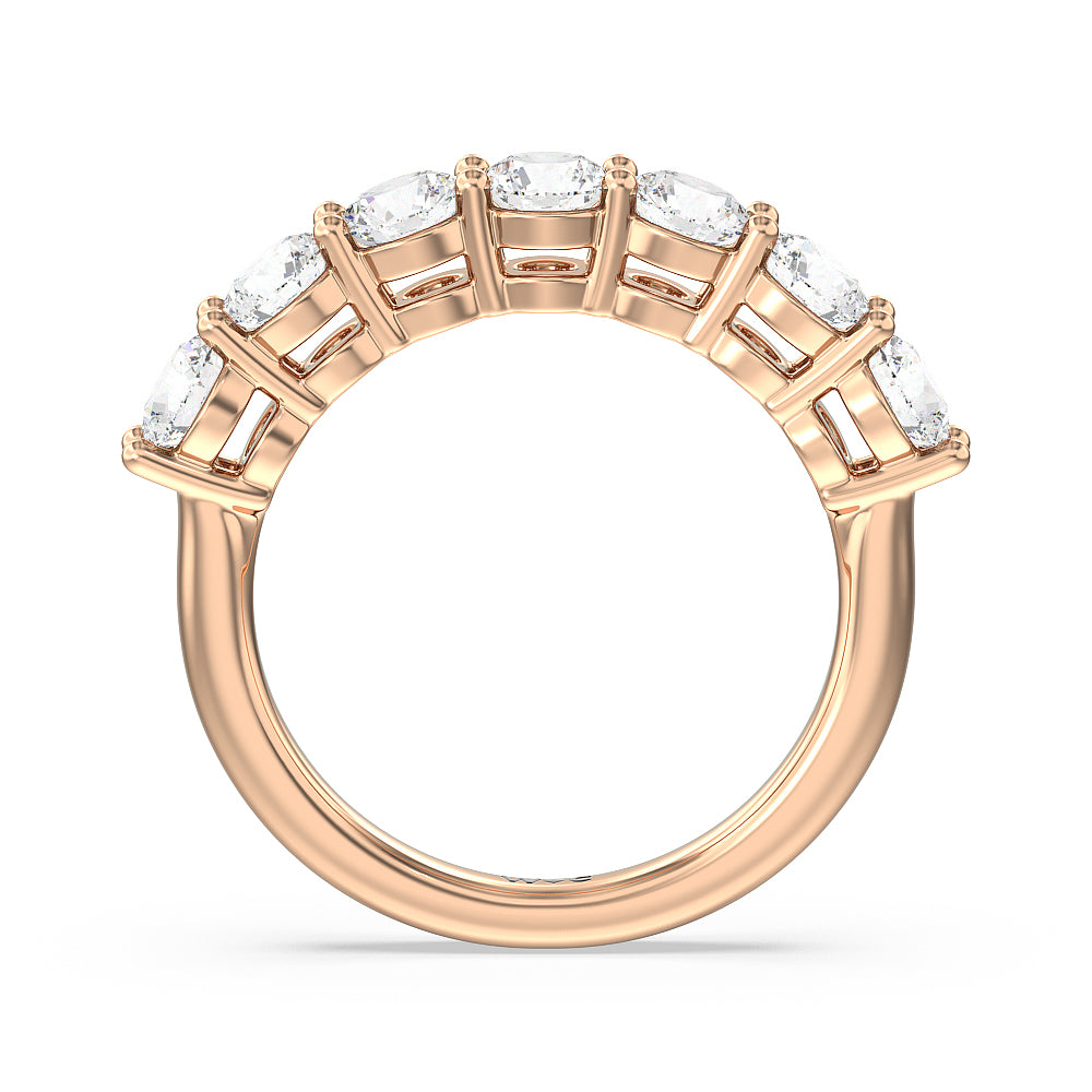 Seven Stone Round Brilliant Cut Diamond Ring (F/G SI+) with 18KT Rose Gold / Natural / 2 Cut Diamond in 14KT Rose Gold / Natural / 2 view 4
