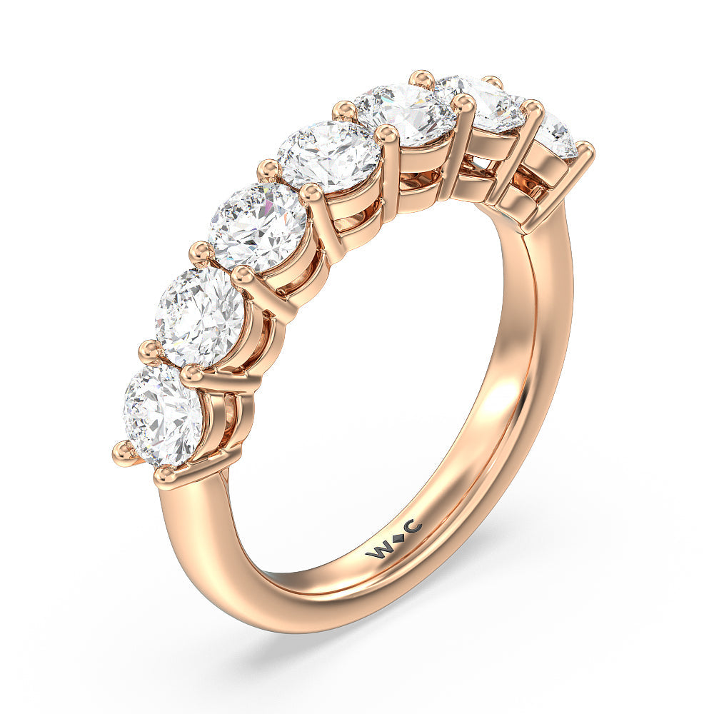 Seven Stone Round Brilliant Cut Diamond Ring (F/G SI+) with 18KT Rose Gold / Natural / 2 Cut Diamond in 14KT Rose Gold / Natural / 2 view 5
