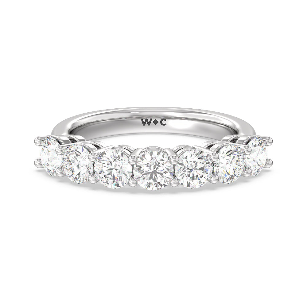 Seven Stone Round Brilliant Cut Diamond Ring (F/G SI+) with Platinum / Natural / 2 Cut Diamond in 14KT Platinum / Natural / 2 view 1
