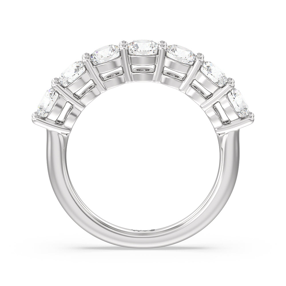 Seven Stone Round Brilliant Cut Diamond Ring (F/G SI+) with Platinum / Natural / 2 Cut Diamond in 14KT Platinum / Natural / 2 view 4
