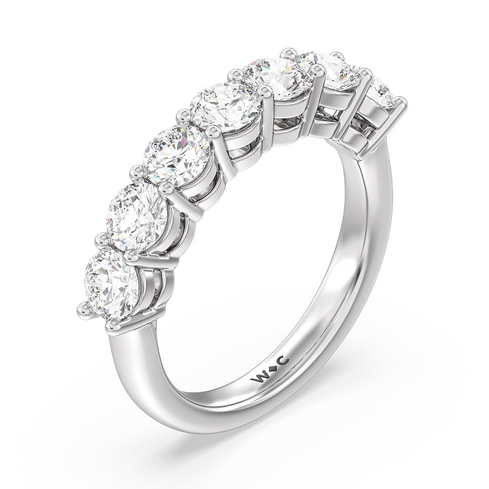 Seven Stone Round Brilliant Cut Diamond Ring (F/G SI+) with Platinum / Natural / 2 Cut Diamond in 14KT Platinum / Natural / 2 view 5
