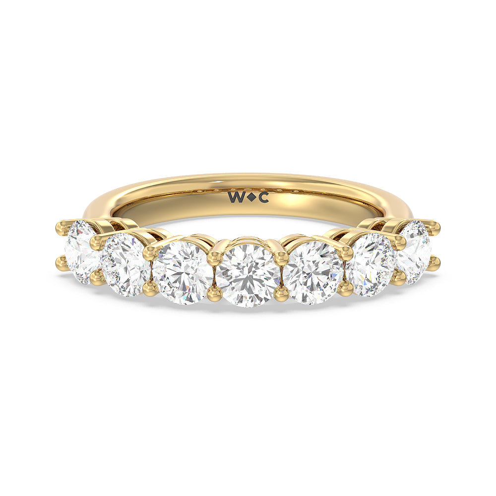 Seven Stone Round Brilliant Cut Diamond Ring (F/G SI+) with 18KT Yellow Gold / Natural / 2 Cut Diamond in 14KT Yellow Gold / Natural / 2 view 1
