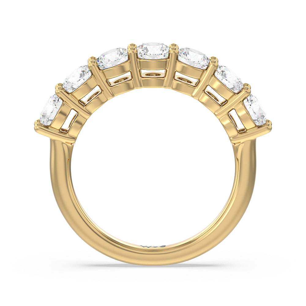 Seven Stone Round Brilliant Cut Diamond Ring (F/G SI+) with 18KT Yellow Gold / Natural / 2 Cut Diamond in 14KT Yellow Gold / Natural / 2 view 4

