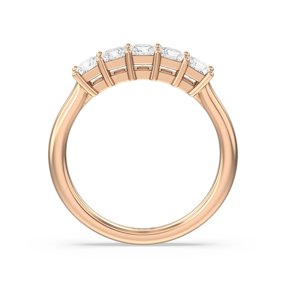 Five Stone Princess Cut Diamond Ring (F/G SI+) with 18KT Rose Gold / Natural / 1 Cut Diamond in 14KT Rose Gold / Natural / 1 view 2
