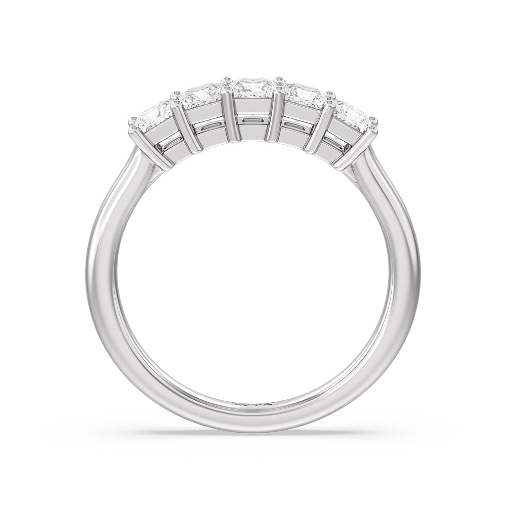Five Stone Princess Cut Diamond Ring (F/G SI+) with Platinum / Natural / 1 Cut Diamond in 14KT Platinum / Natural / 1 view 2
