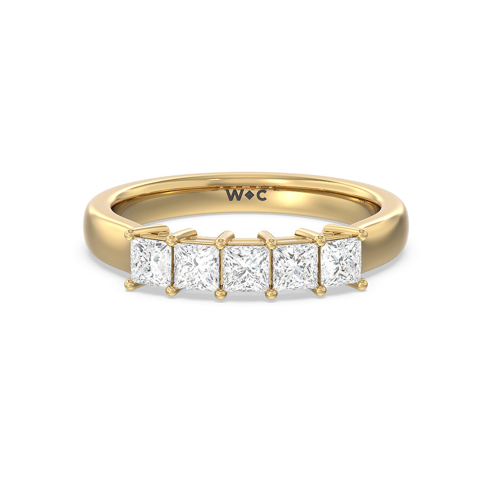 Five Stone Princess Cut Diamond Ring (F/G SI+) with 18KT Yellow Gold / Natural / 1 Cut Diamond in 14KT Yellow Gold / Natural / 1 view 1
