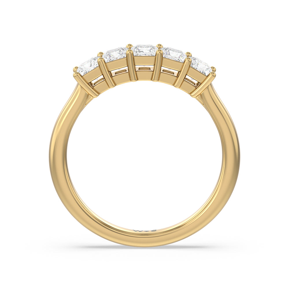 Five Stone Princess Cut Diamond Ring (F/G SI+) with 18KT Yellow Gold / Natural / 1 Cut Diamond in 14KT Yellow Gold / Natural / 1 view 2
