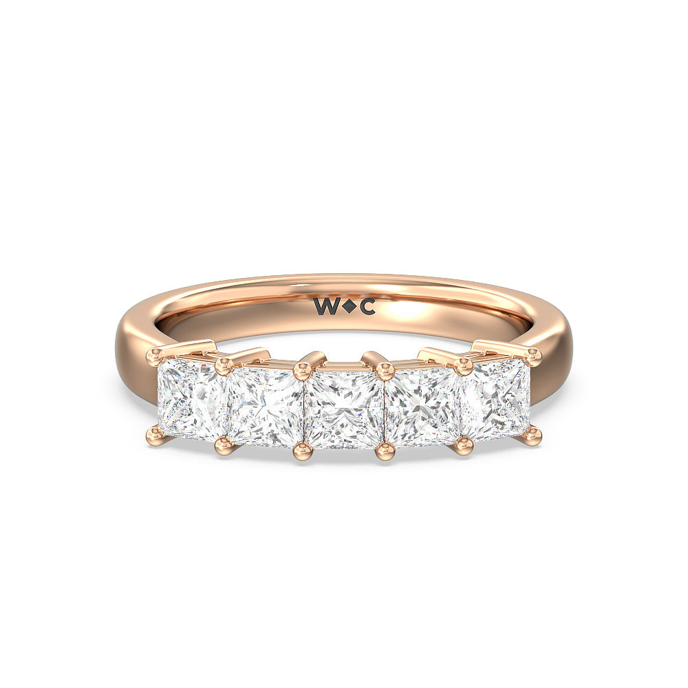 Five Stone Princess Cut Diamond Ring (F/G SI+) with 18KT Rose Gold / Natural / 1 1/2 Cut Diamond in 14KT Rose Gold / Natural / 1 1/2 view 1
