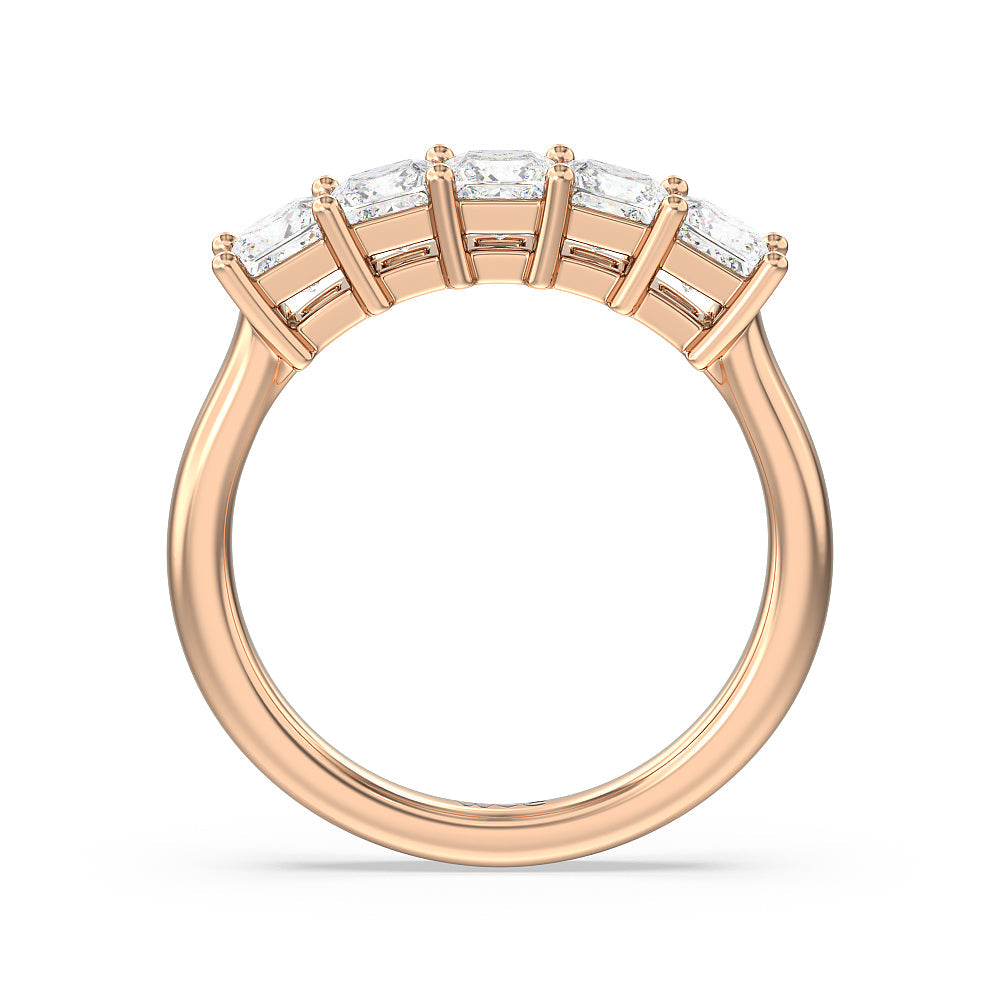 Five Stone Princess Cut Diamond Ring (F/G SI+) with 18KT Rose Gold / Natural / 1 1/2 Cut Diamond in 14KT Rose Gold / Natural / 1 1/2 view 2
