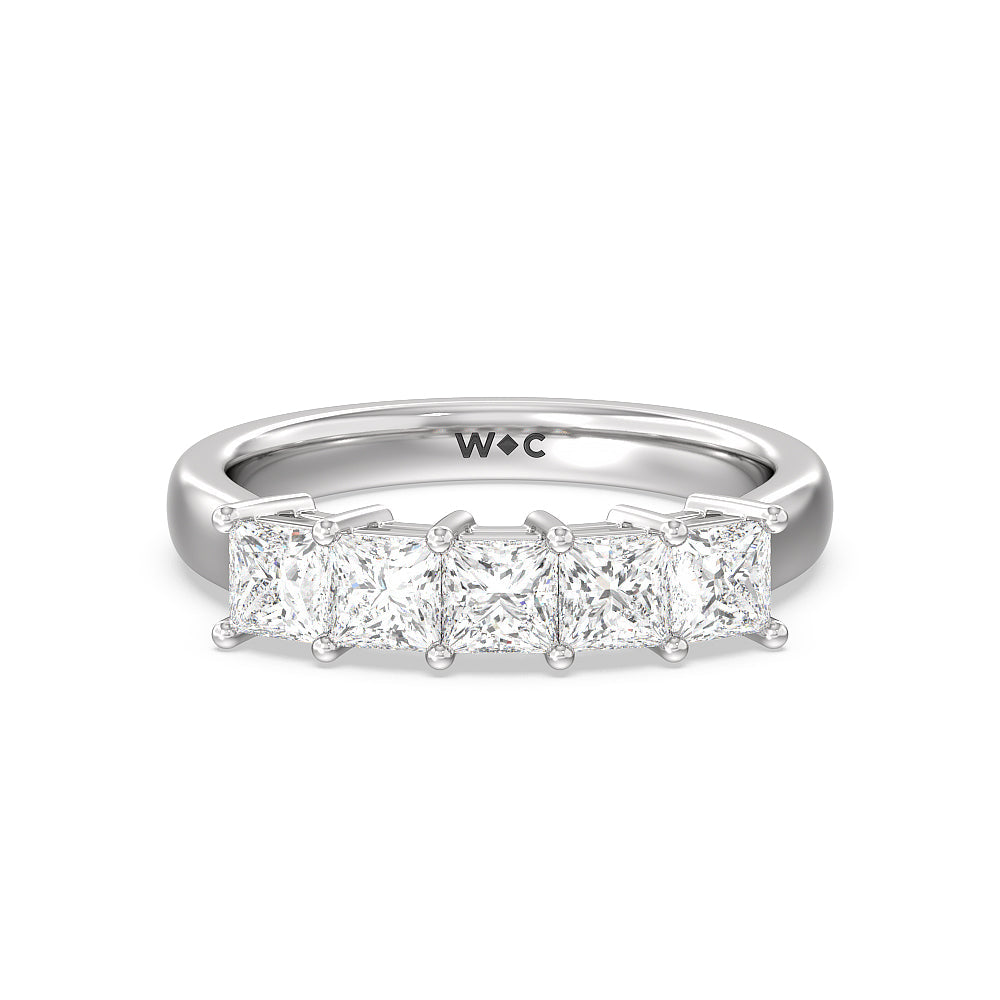 Five Stone Princess Cut Diamond Ring (F/G SI+) with Platinum / Natural / 1 1/2 Cut Diamond in 14KT Platinum / Natural / 1 1/2 view 1
