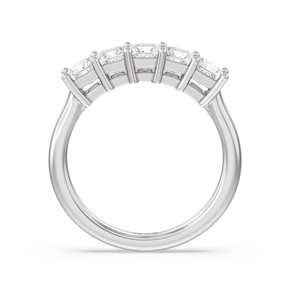 Five Stone Princess Cut Diamond Ring (F/G SI+) with Platinum / Natural / 1 1/2 Cut Diamond in 14KT Platinum / Natural / 1 1/2 view 2
